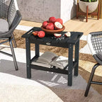 Outsunny 2-Tier Outdoor Side Table, Weather Resistant Shower Bench with Handles, Non-Slip Pads