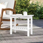 Outsunny 2-Tier Outdoor Side Table, Weather Resistant Shower Bench with Handles, Non-Slip Pads