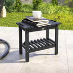 Outsunny 2-Tier Outdoor Side Table, Weather Resistant Shower Bench with Handles, Non-Slip Pads