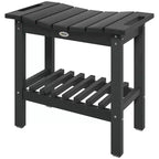 Outsunny 2-Tier Outdoor Side Table, Weather Resistant Shower Bench with Handles, Non-Slip Pads