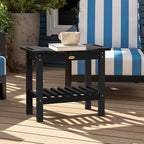 Outsunny 2-Tier Outdoor Side Table, Weather Resistant Shower Bench with Handles, Non-Slip Pads