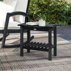 Outsunny 2-Tier Outdoor Side Table, Weather Resistant Shower Bench with Handles, Non-Slip Pads