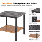 EROMMY 3-Piece Bistro Set,Outdoor PE Rattan Rocking Chairs with Cushions and Coffee Table,Patio Rocker Chair Set for Porch and Backyard
