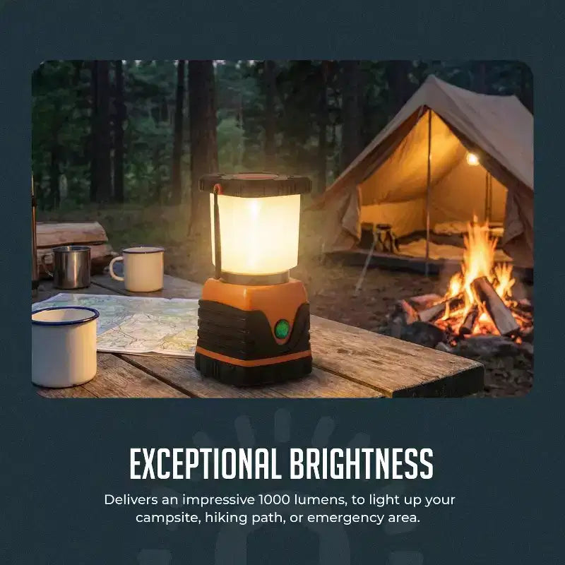 Ultra-Bright 1000LM LED Camping Lantern  Battery Powered, 4 Lighting Modes, Water Resistant with Hanging Hook & Long Battery Life