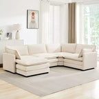 Modern 113.4''D*79.13''W Oversized Corduroy Modular 5-Seat Sectional Sofa Set with Ottoman U Shaped Sofa Couch with Corner Sofa,HYLEORY