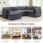 Modern 113.4''D*79.13''W Oversized Corduroy Modular 5-Seat Sectional Sofa Set with Ottoman U Shaped Sofa Couch with Corner Sofa,HYLEORY