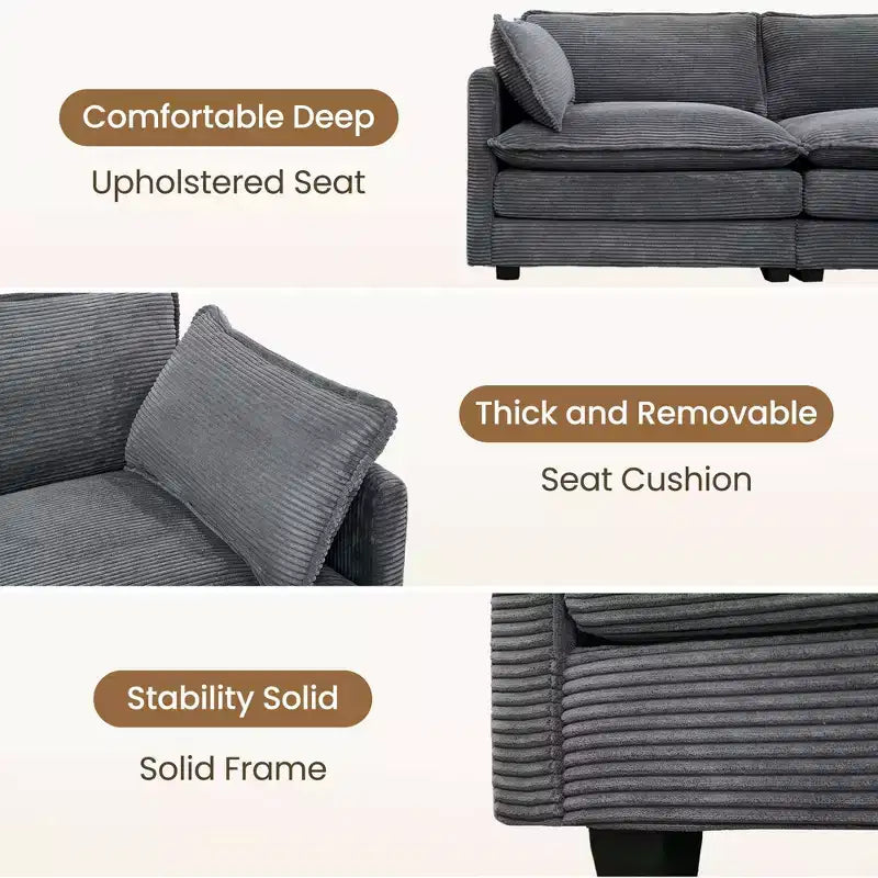 Modern 113.4''D*79.13''W Oversized Corduroy Modular 5-Seat Sectional Sofa Set with Ottoman U Shaped Sofa Couch with Corner Sofa,HYLEORY