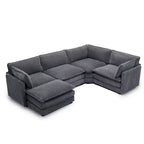 Modern 113.4''D*79.13''W Oversized Corduroy Modular 5-Seat Sectional Sofa Set with Ottoman U Shaped Sofa Couch with Corner Sofa,HYLEORY