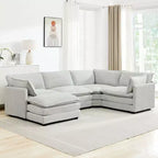 Modern 113.4''D*79.13''W Oversized Corduroy Modular 5-Seat Sectional Sofa Set with Ottoman U Shaped Sofa Couch with Corner Sofa,HYLEORY