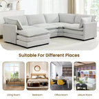 Modern 113.4''D*79.13''W Oversized Corduroy Modular 5-Seat Sectional Sofa Set with Ottoman U Shaped Sofa Couch with Corner Sofa,HYLEORY