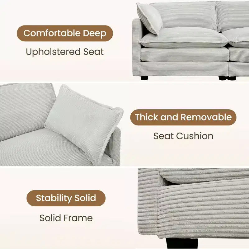 Modern 113.4''D*79.13''W Oversized Corduroy Modular 5-Seat Sectional Sofa Set with Ottoman U Shaped Sofa Couch with Corner Sofa,HYLEORY