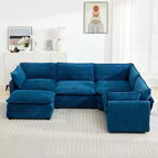 Modern 113.4''D*79.13''W Oversized Corduroy Modular 5-Seat Sectional Sofa Set with Ottoman U Shaped Sofa Couch with Corner Sofa,HYLEORY