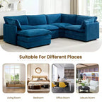 Modern 113.4''D*79.13''W Oversized Corduroy Modular 5-Seat Sectional Sofa Set with Ottoman U Shaped Sofa Couch with Corner Sofa,HYLEORY