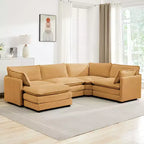 Modern 113.4''D*79.13''W Oversized Corduroy Modular 5-Seat Sectional Sofa Set with Ottoman U Shaped Sofa Couch with Corner Sofa,HYLEORY