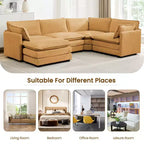 Modern 113.4''D*79.13''W Oversized Corduroy Modular 5-Seat Sectional Sofa Set with Ottoman U Shaped Sofa Couch with Corner Sofa,HYLEORY