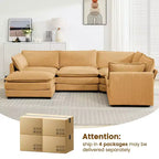 Modern 113.4''D*79.13''W Oversized Corduroy Modular 5-Seat Sectional Sofa Set with Ottoman U Shaped Sofa Couch with Corner Sofa,HYLEORY
