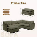 Modern 113.4''D*79.13''W Oversized Corduroy Modular 5-Seat Sectional Sofa Set with Ottoman U Shaped Sofa Couch with Corner Sofa,HYLEORY