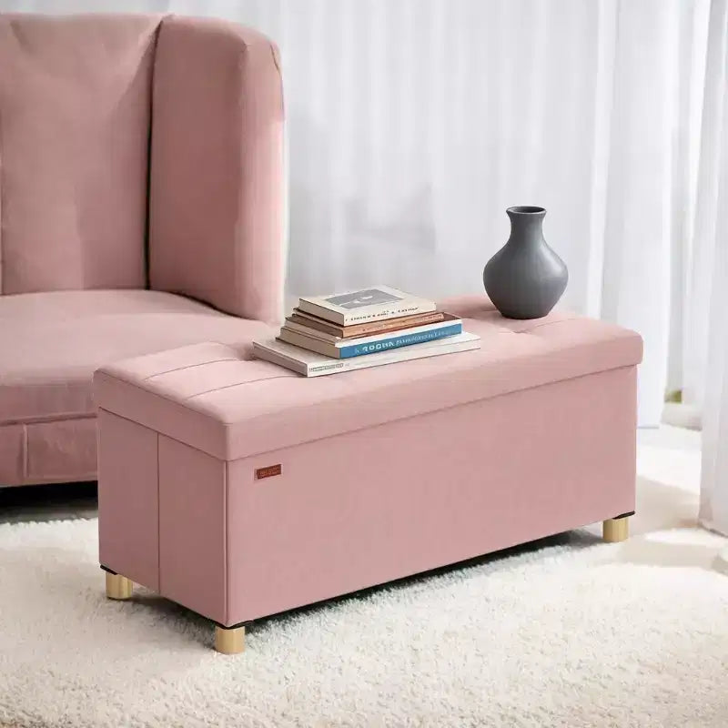 Storage Ottoman Bench, Storage Chest with Lid, 15 x 30 x 15.2 Inches, Foot Rest Stool, 20 Gal. (77 L), for Bedroom, Living Room