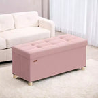 Storage Ottoman Bench, Storage Chest with Lid, 15 x 30 x 15.2 Inches, Foot Rest Stool, 20 Gal. (77 L), for Bedroom, Living Room