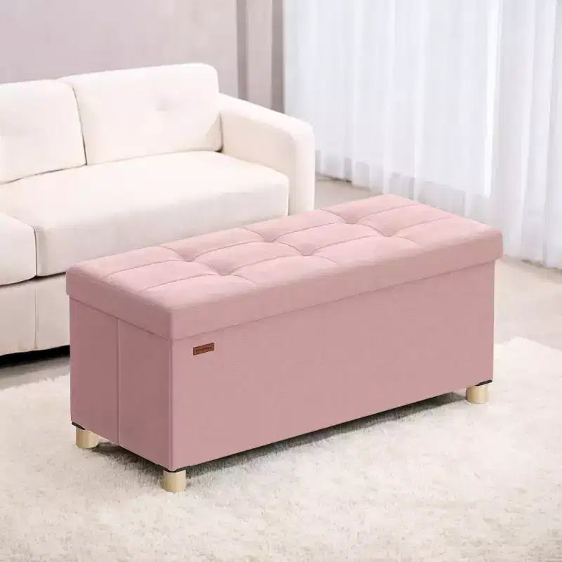 Storage Ottoman Bench, Storage Chest with Lid, 15 x 30 x 15.2 Inches, Foot Rest Stool, 20 Gal. (77 L), for Bedroom, Living Room