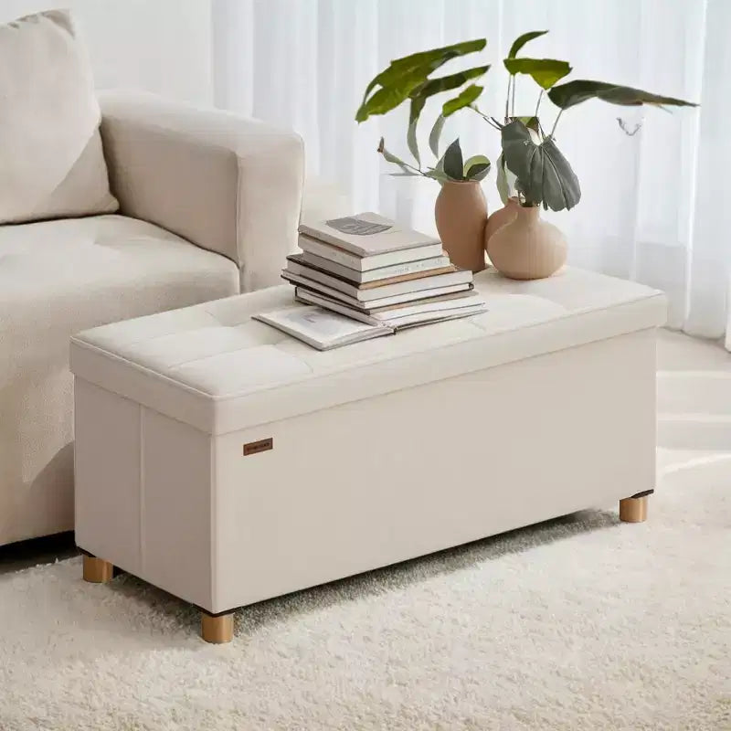 Storage Ottoman Bench, Storage Chest with Lid, 15 x 30 x 15.2 Inches, Foot Rest Stool, 20 Gal. (77 L), for Bedroom, Living Room