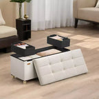 Storage Ottoman Bench, Storage Chest with Lid, 15 x 30 x 15.2 Inches, Foot Rest Stool, 20 Gal. (77 L), for Bedroom, Living Room