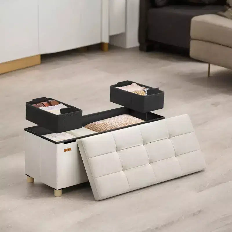 Storage Ottoman Bench, Storage Chest with Lid, 15 x 30 x 15.2 Inches, Foot Rest Stool, 20 Gal. (77 L), for Bedroom, Living Room
