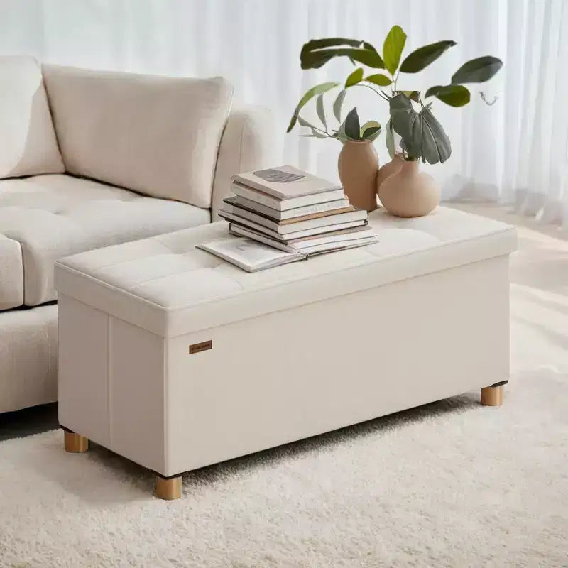 Storage Ottoman Bench, Storage Chest with Lid, 15 x 30 x 15.2 Inches, Foot Rest Stool, 20 Gal. (77 L), for Bedroom, Living Room