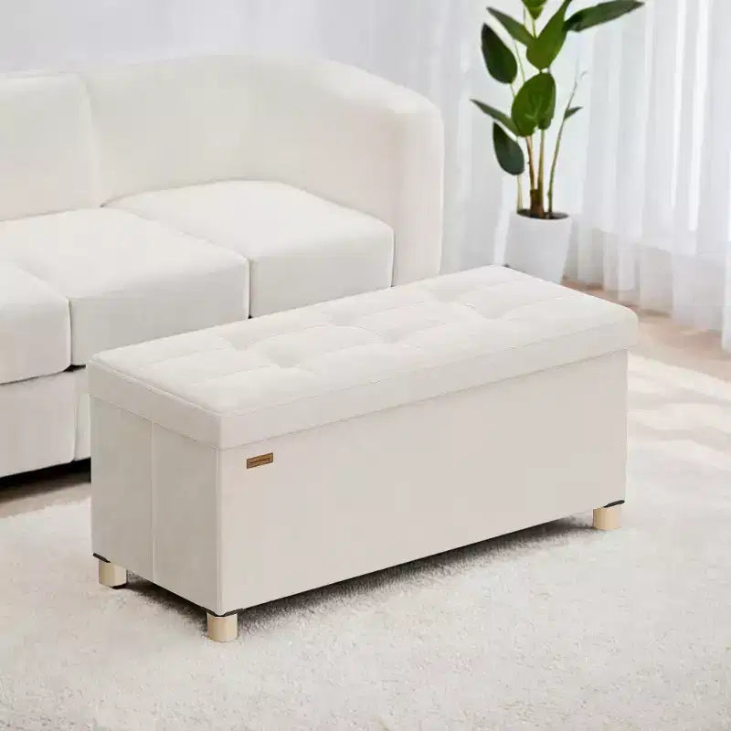 Storage Ottoman Bench, Storage Chest with Lid, 15 x 30 x 15.2 Inches, Foot Rest Stool, 20 Gal. (77 L), for Bedroom, Living Room