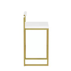 MAYEERTY Upholstered Velvet Bar Stools Set of 2 Modern Counter Height Indoor Dining Chairs Gold Creamy White