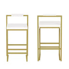 MAYEERTY Upholstered Velvet Bar Stools Set of 2 Modern Counter Height Indoor Dining Chairs Gold Creamy White