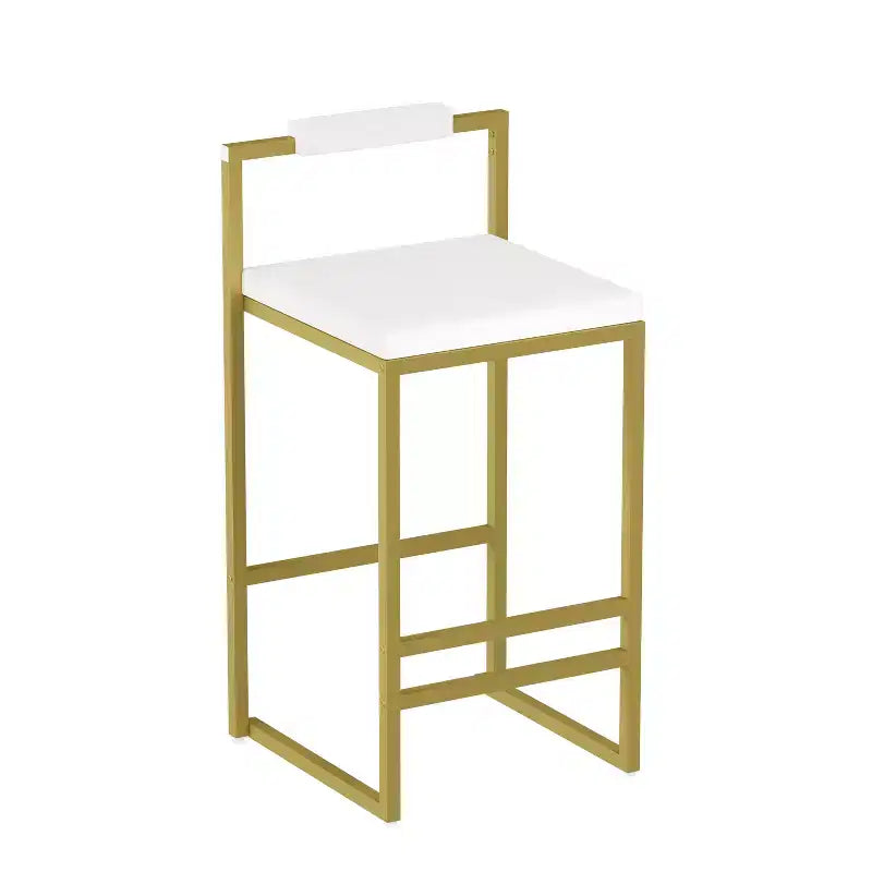 MAYEERTY Upholstered Velvet Bar Stools Set of 2 Modern Counter Height Indoor Dining Chairs Gold Creamy White