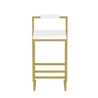 MAYEERTY Upholstered Velvet Bar Stools Set of 2 Modern Counter Height Indoor Dining Chairs Gold Creamy White