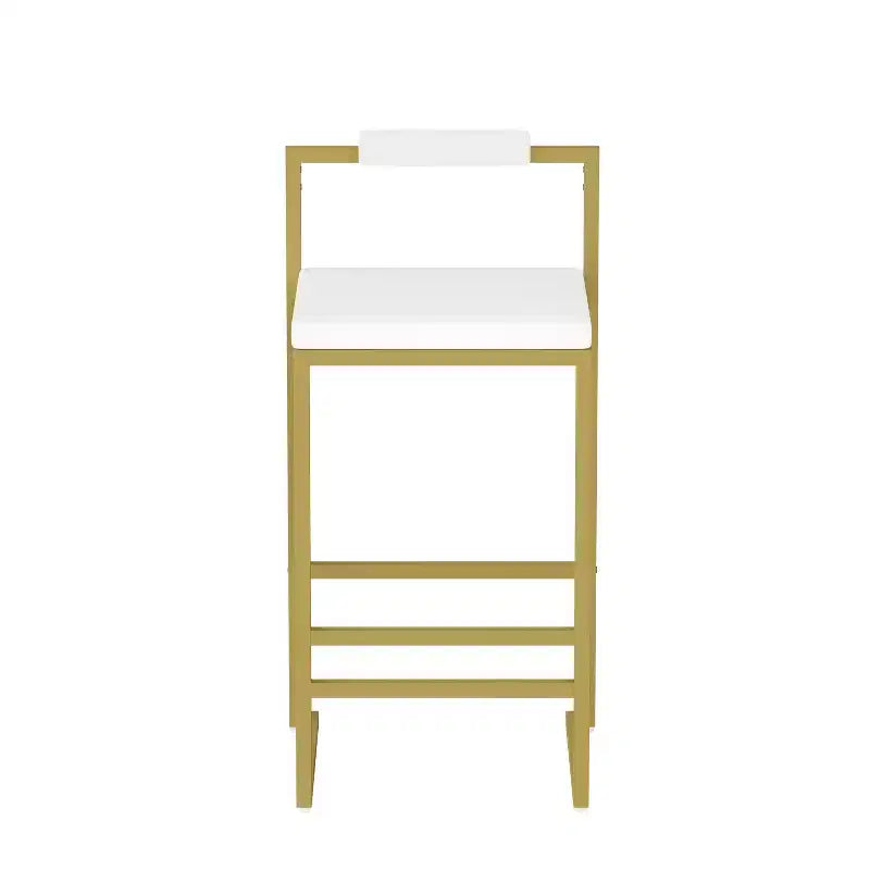 MAYEERTY Upholstered Velvet Bar Stools Set of 2 Modern Counter Height Indoor Dining Chairs Gold Creamy White