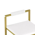 MAYEERTY Upholstered Velvet Bar Stools Set of 2 Modern Counter Height Indoor Dining Chairs Gold Creamy White