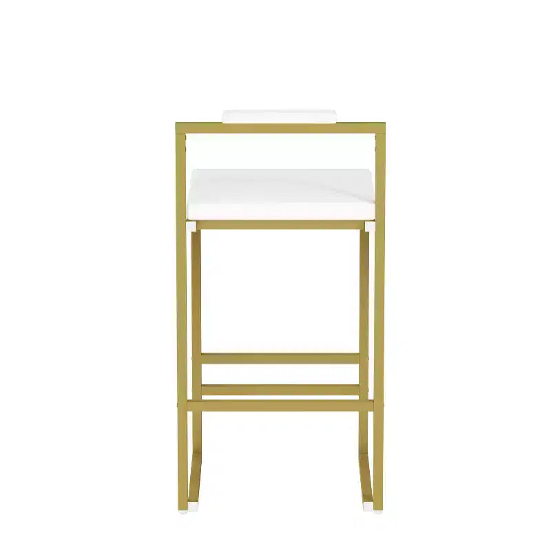 MAYEERTY Upholstered Velvet Bar Stools Set of 2 Modern Counter Height Indoor Dining Chairs Gold Creamy White