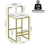 MAYEERTY Upholstered Velvet Bar Stools Set of 2 Modern Counter Height Indoor Dining Chairs Gold Creamy White