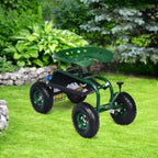 Costway Garden Cart Patio Wagon Rolling Work Seat with Tool Tray Basket Planting Blue/Red/Green