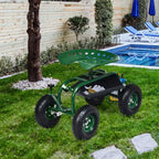 Costway Garden Cart Patio Wagon Rolling Work Seat with Tool Tray Basket Planting Blue/Red/Green