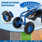 Costway Garden Cart Patio Wagon Rolling Work Seat with Tool Tray Basket Planting Blue/Red/Green