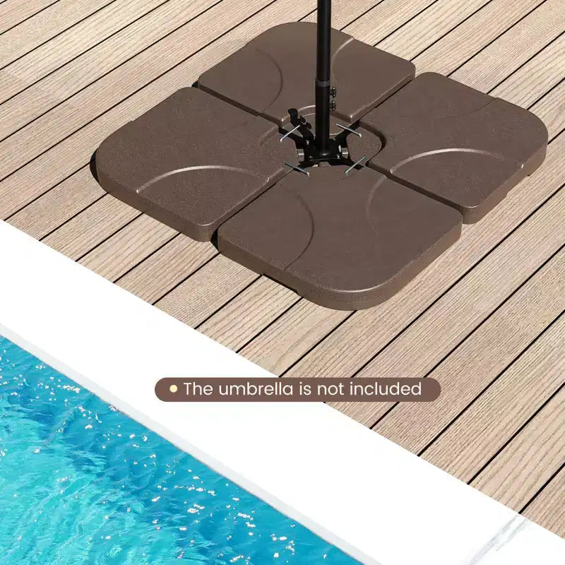 Costway 20 Patio Offset Umbrella Base Stand Water Filled Base Weights Sand Plate Set Brown/Black