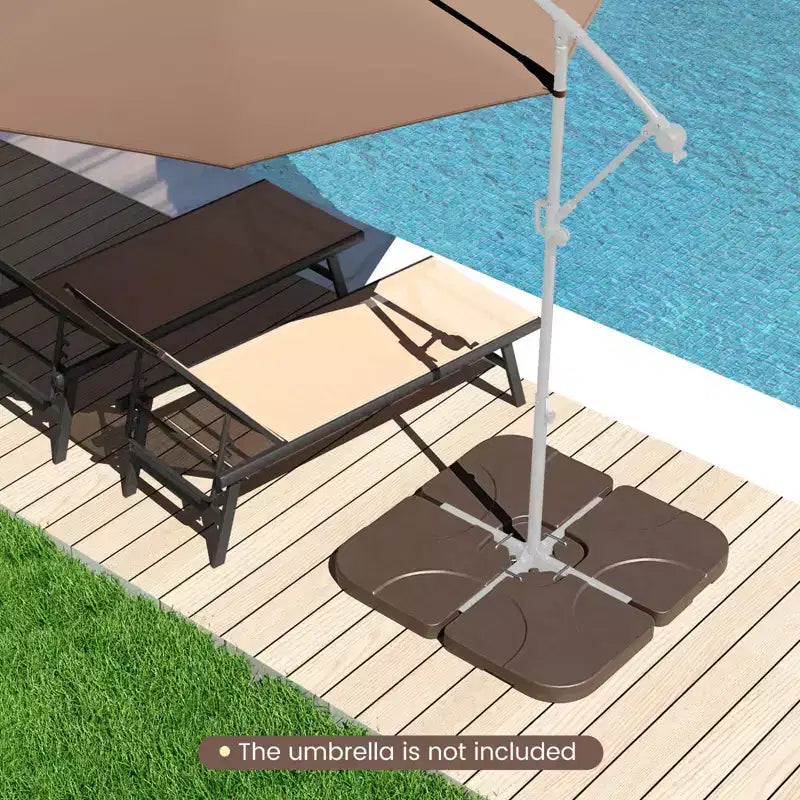 Costway 20 Patio Offset Umbrella Base Stand Water Filled Base Weights Sand Plate Set Brown/Black