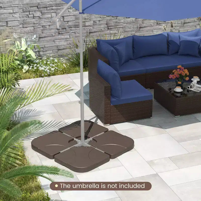 Costway 20 Patio Offset Umbrella Base Stand Water Filled Base Weights Sand Plate Set Brown/Black