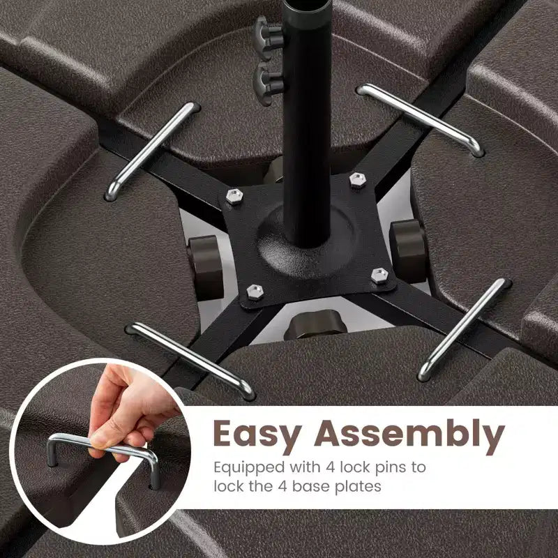 Costway 20 Patio Offset Umbrella Base Stand Water Filled Base Weights Sand Plate Set Brown/Black