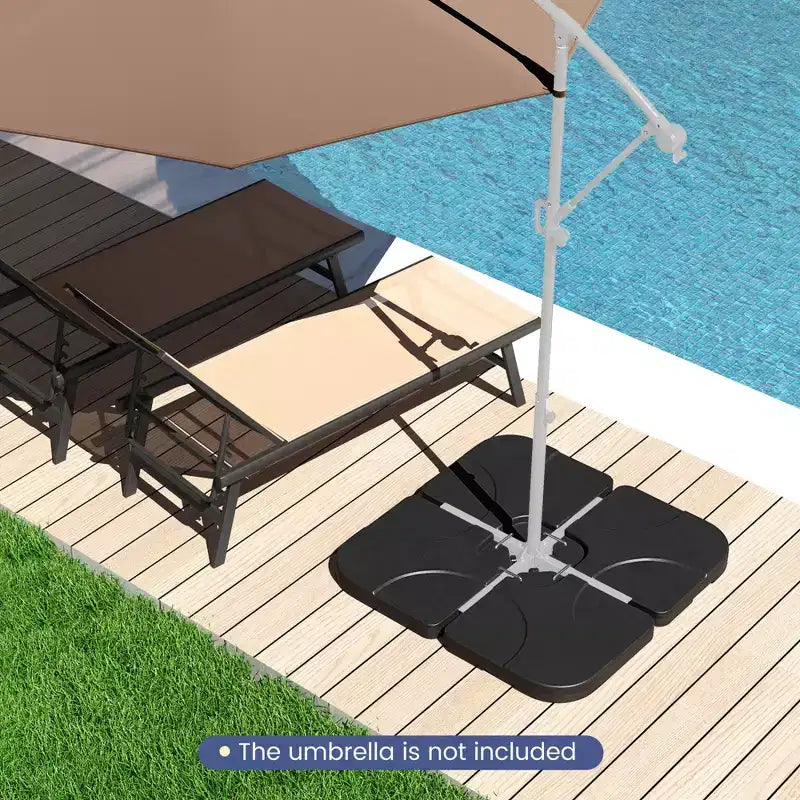 Costway 20 Patio Offset Umbrella Base Stand Water Filled Base Weights Sand Plate Set Brown/Black