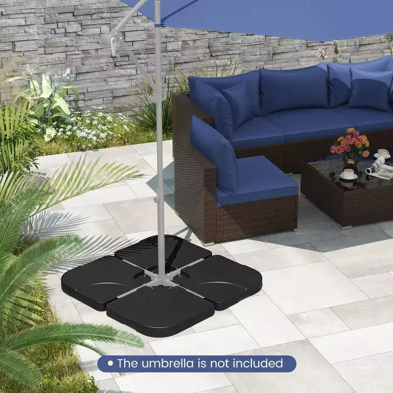 Costway 20 Patio Offset Umbrella Base Stand Water Filled Base Weights Sand Plate Set Brown/Black