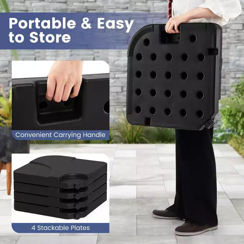 Costway 20 Patio Offset Umbrella Base Stand Water Filled Base Weights Sand Plate Set Brown/Black
