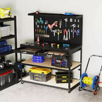 Costway 48 x 24 Workbench Heavy-Duty WorkTable with 3 PCs Pegboard Drawer & Shelves Navy/Black