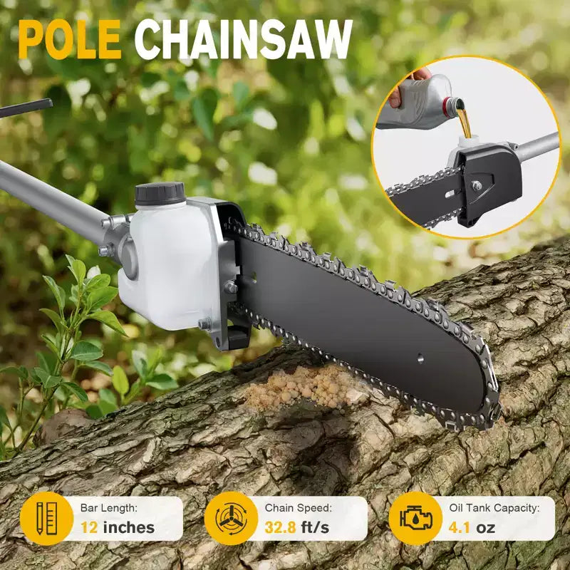 4-in-1 Cordless Hedge Trimmer and Pole Saw Dual 20V Batteries Brushless