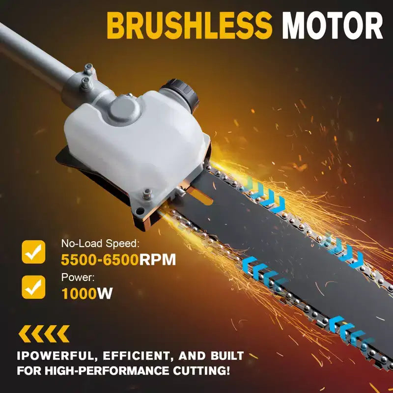 4-in-1 Cordless Hedge Trimmer and Pole Saw Dual 20V Batteries Brushless
